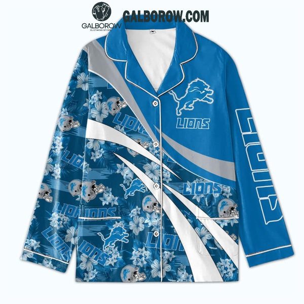 Detroit Lions Happy Holidays Hibiscus Vacation Polyester Pajamas Set