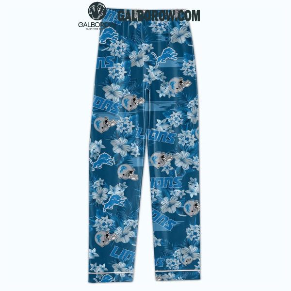 Detroit Lions Happy Holidays Hibiscus Vacation Polyester Pajamas Set