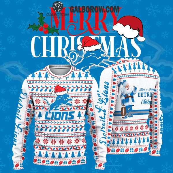 Detroit Lions Merry Christmas 2024 Have A Merry Detroit Christmas Ugly Sweater