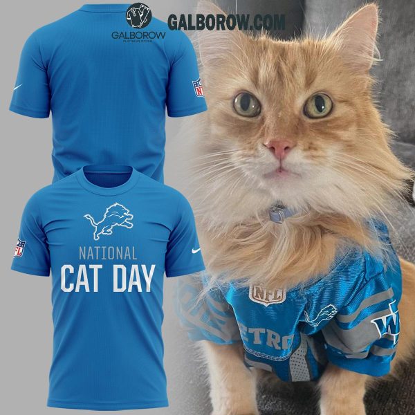 Detroit Lions National Cat Day Football 2024 Hoodie T-Shirt