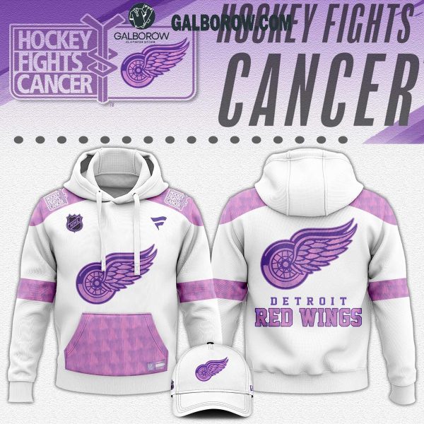 Detroit Red Wings Fights Cancer One Team White Design Hoodie T-Shirt