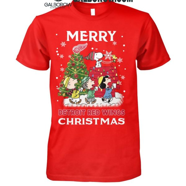 Detroit Red Wings Merry Snoopy Peanuts Christmas T-Shirt