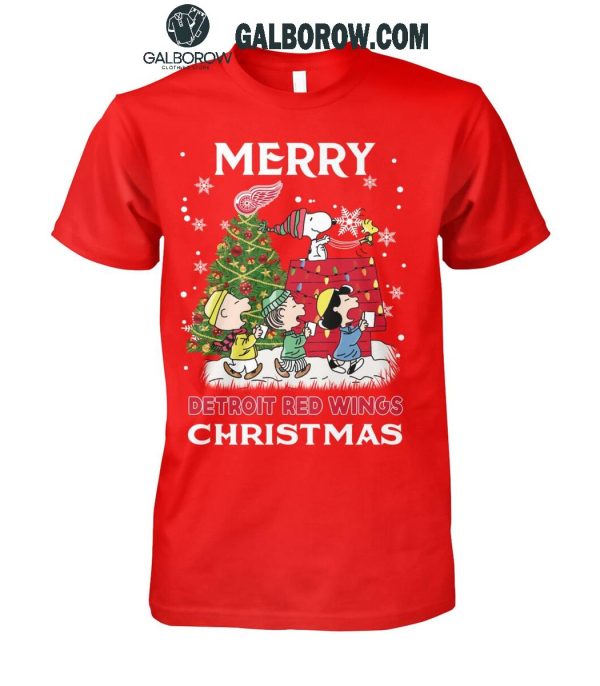 Detroit Red Wings Merry Snoopy Peanuts Christmas T-Shirt