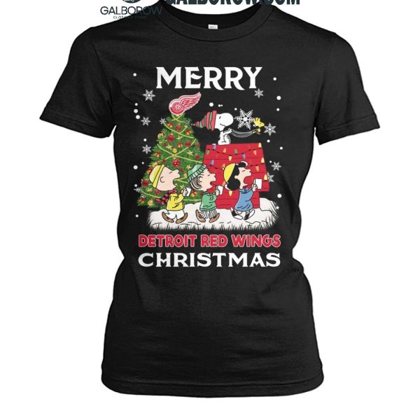 Detroit Red Wings Merry Snoopy Peanuts Christmas T Shirt