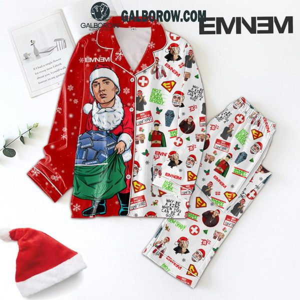 Eminem Santa Merry Christmas 2024 What Is In His Bag Polyester Pajamas Set