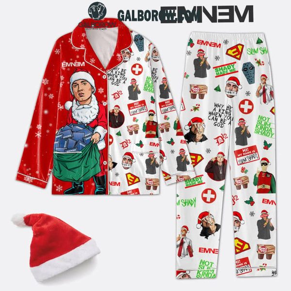 Eminem Santa Merry Christmas 2024 What Is In His Bag Polyester Pajamas Set