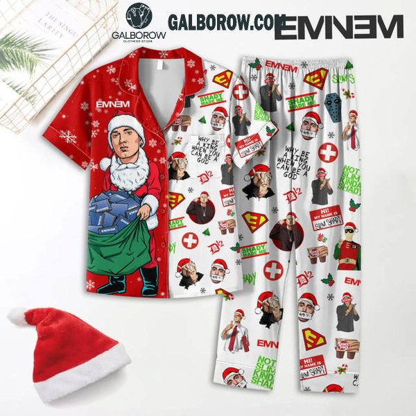 Eminem Santa Merry Christmas 2024 What Is In His Bag Polyester Pajamas Set