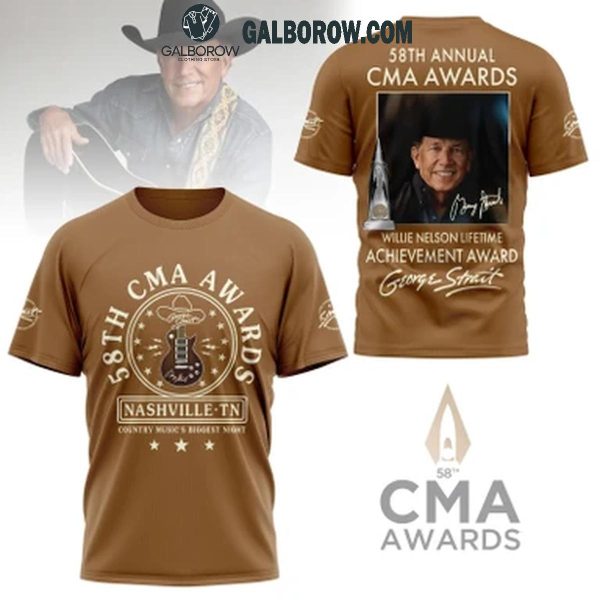 George Strait Lifetime Achievement 58th CMA Award 2024 Brown Hoodie T-Shirt