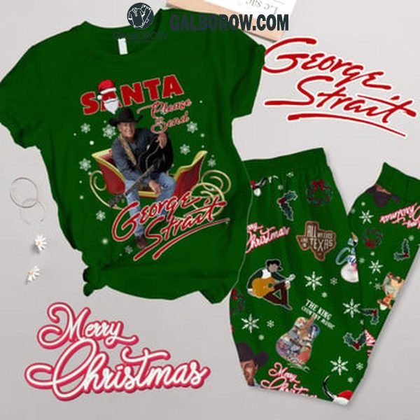 George Strait Santa Merry Christmas 2024 Green Fleece Pajamas Set