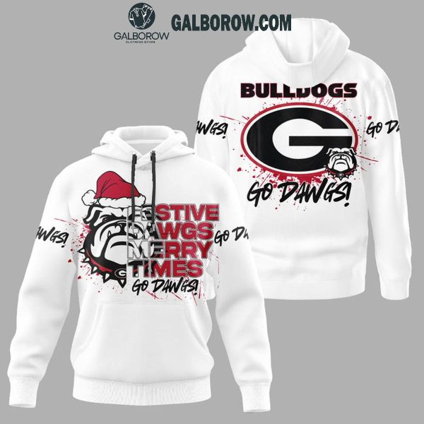 Georgia Bulldogs Festive Dawgs Merry Times Christmas Hoodie T-Shirt