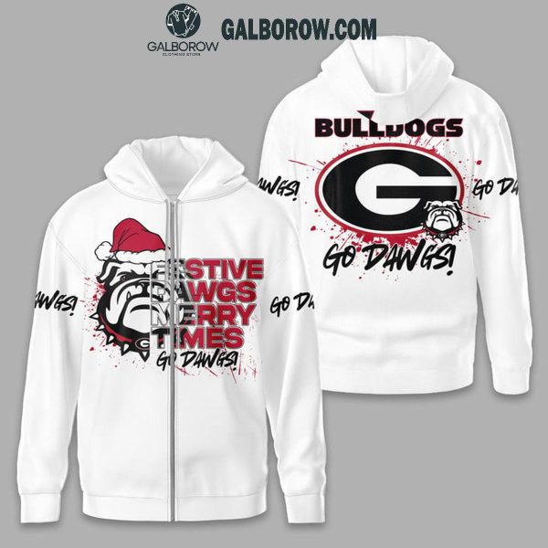 Georgia Bulldogs Festive Dawgs Merry Times Christmas Hoodie T-Shirt