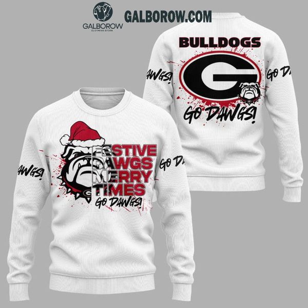 Georgia Bulldogs Festive Dawgs Merry Times Christmas Hoodie T-Shirt