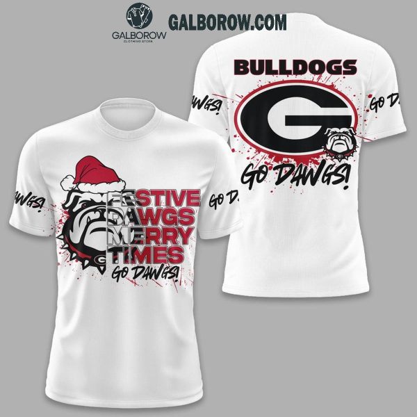 Georgia Bulldogs Festive Dawgs Merry Times Christmas Hoodie T-Shirt