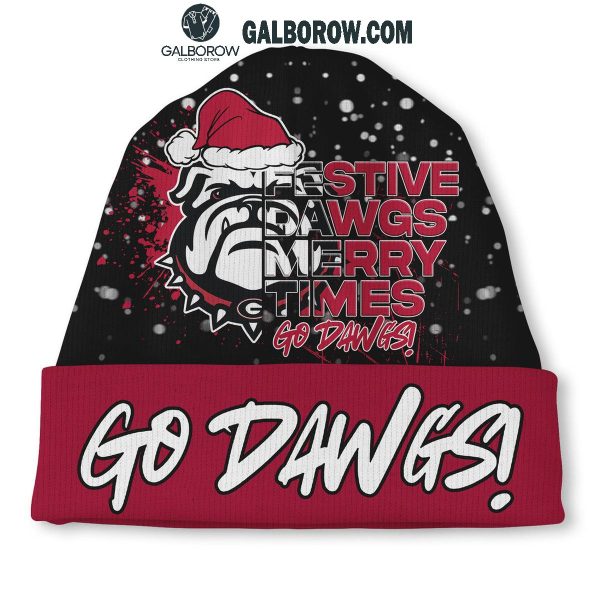 Georgia Bulldogs Festive Dawgs Merry Times Christmas Beanie Hat