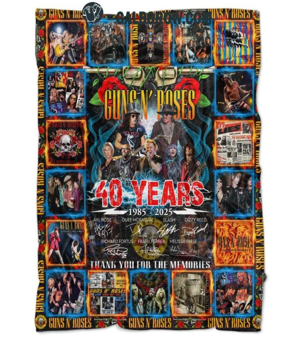 Gun N’ Roses Thank You For The Memories Of 40 Years Fleece Blanket Quilt