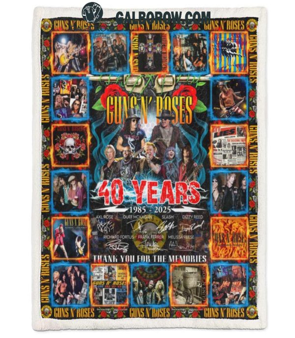 Gun N’ Roses Thank You For The Memories Of 40 Years Fleece Blanket Quilt