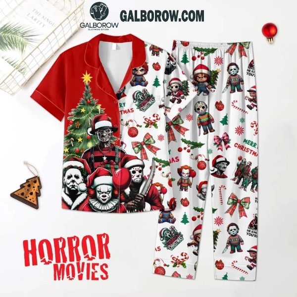 Halloween Horror Movies IT Friday 13th Merry Killing Christmas Polyester Pajamas Set