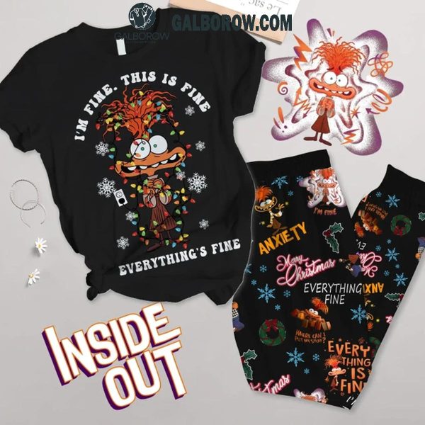 Inside Out It’s Fine I’m Fine Everything Is Fine Christmas Fleece Pajamas Set