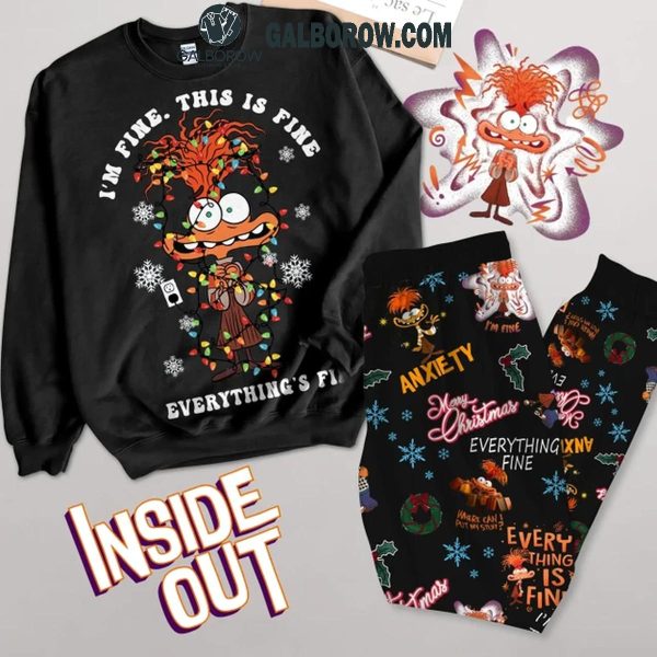 Inside Out It’s Fine I’m Fine Everything Is Fine Christmas Fleece Pajamas Set