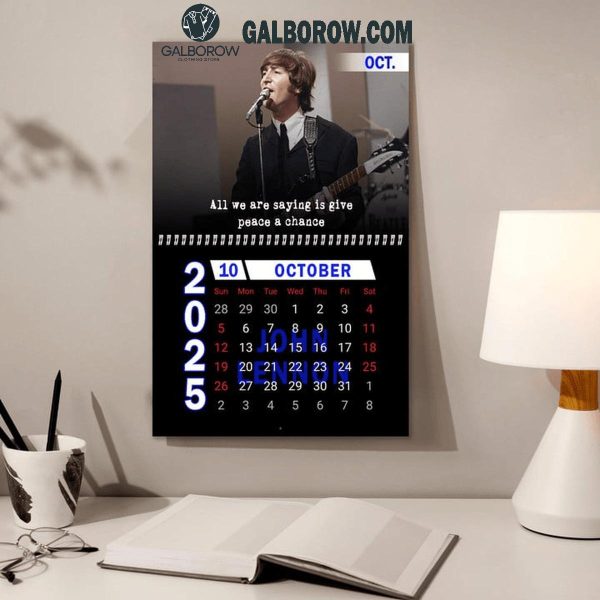 John Lennon The Beatles Happy New Year 2025 Wall Hanging Calendar