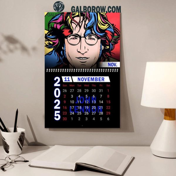 John Lennon The Beatles Happy New Year 2025 Wall Hanging Calendar