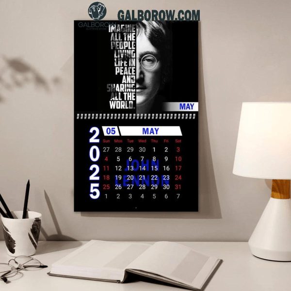 John Lennon The Beatles Happy New Year 2025 Wall Hanging Calendar