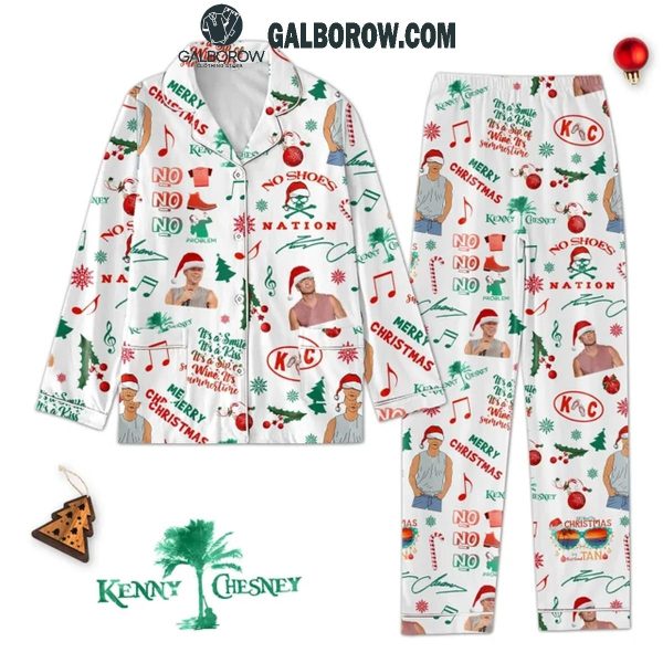 Kenny Chesney No No No 2024 Merry No Shoes Christmas Polyester Pajamas Set