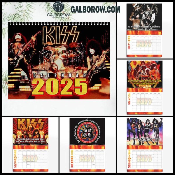 Kiss Band Happy New Year 2025 Wall Hanging Calendar