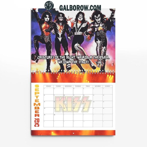 Kiss Band Happy New Year 2025 Wall Hanging Calendar