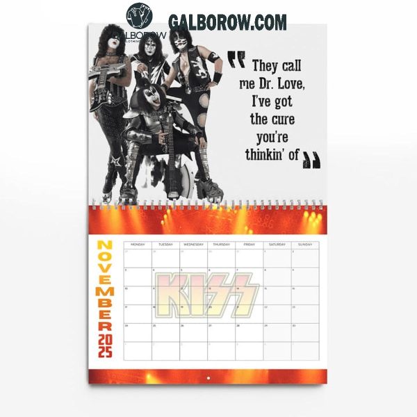 Kiss Band Happy New Year 2025 Wall Hanging Calendar