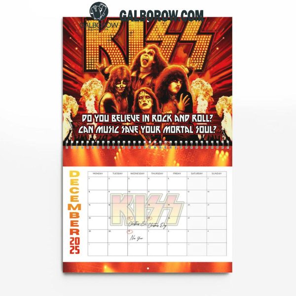 Kiss Band Happy New Year 2025 Wall Hanging Calendar