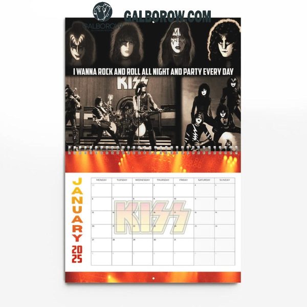 Kiss Band Happy New Year 2025 Wall Hanging Calendar