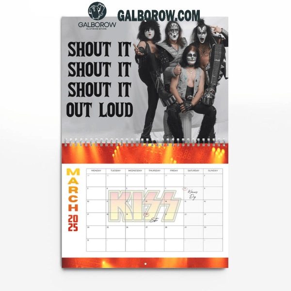 Kiss Band Happy New Year 2025 Wall Hanging Calendar