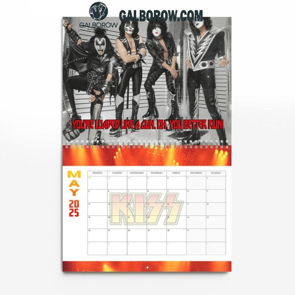 Kiss Band Happy New Year 2025 Wall Hanging Calendar