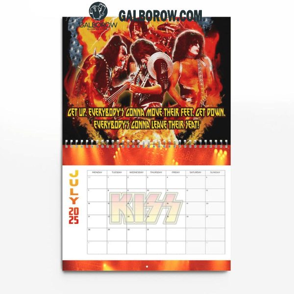 Kiss Band Happy New Year 2025 Wall Hanging Calendar