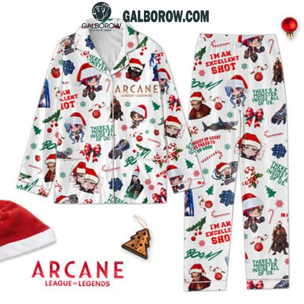 League Of Legends Arcane Monster Inside Us Christmas 2024 Polyester Pajamas Set