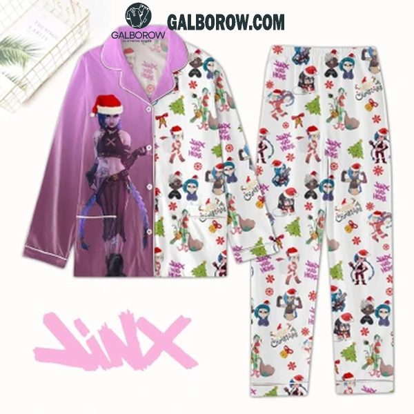 League Of Legends Jinx-mas Was Here Christmas 2024 Satin Polyester Pajamas Set