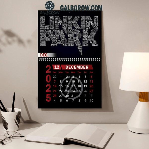 Linkin Park In The End Happy New Year 2025 Wall Hanging Calendar