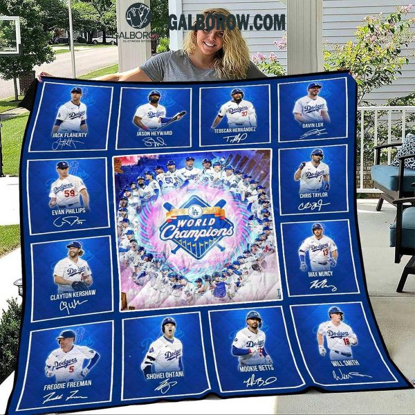 Los Angeles Dodgers 2024 World Series Champions The Team Fleece Blanket Quilt