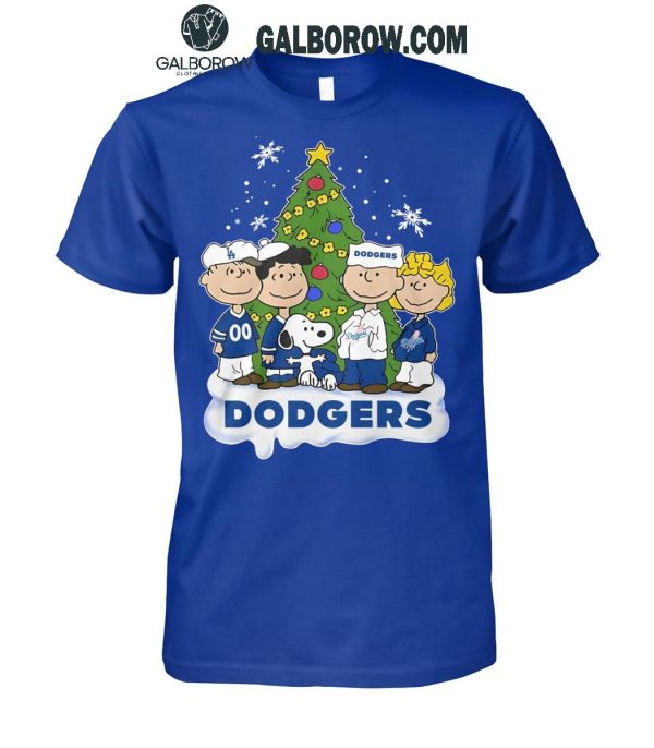 Los Angeles Dodgers Celebrating Christmas 2024 With Snoopy Peanuts T-Shirt