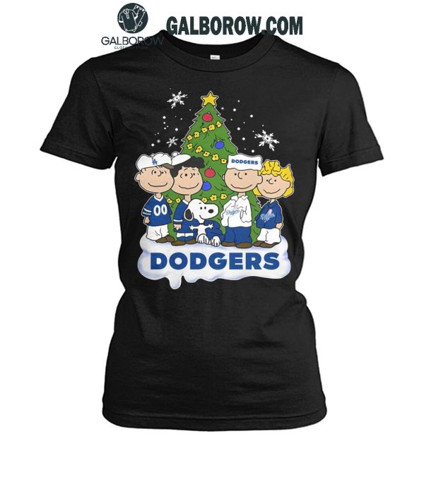 Los Angeles Dodgers Celebrating Christmas 2024 With Snoopy Peanuts T-Shirt