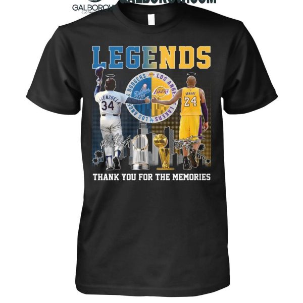 Los Angeles Lakers Kobe Bryant LA Dodgers Valenzuela The Memories T-Shirt