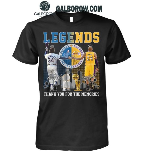 Los Angeles Lakers Kobe Bryant LA Dodgers Valenzuela The Memories T-Shirt