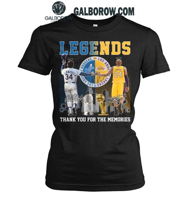 Los Angeles Lakers Kobe Bryant LA Dodgers Valenzuela The Memories T-Shirt