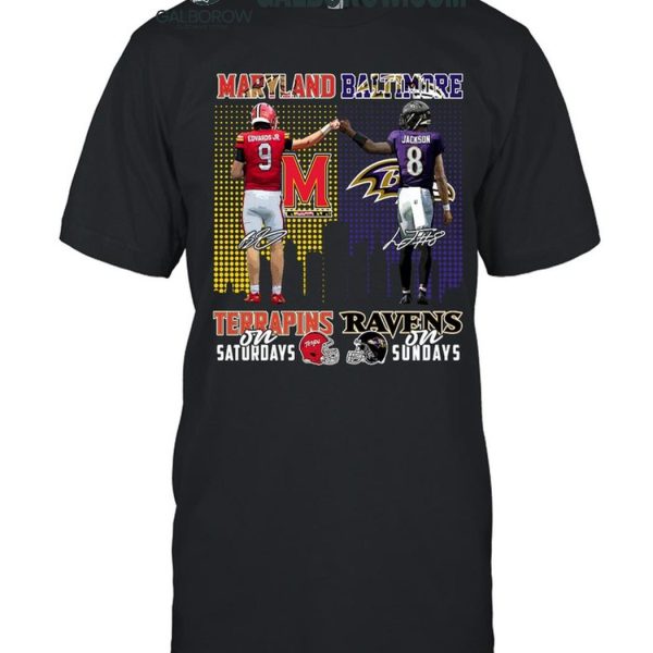 Maryland Terrapins On Saturdays Baltimore Ravens On Sundays T-Shirt