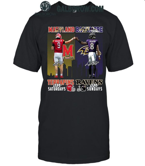 Maryland Terrapins On Saturdays Baltimore Ravens On Sundays T-Shirt