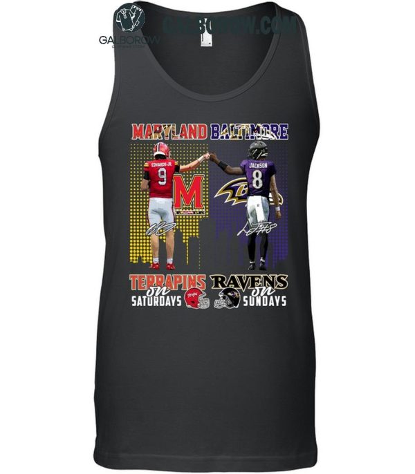 Maryland Terrapins On Saturdays Baltimore Ravens On Sundays T-Shirt