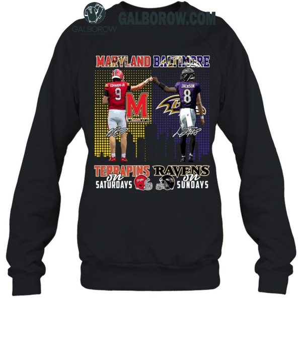 Maryland Terrapins On Saturdays Baltimore Ravens On Sundays T-Shirt