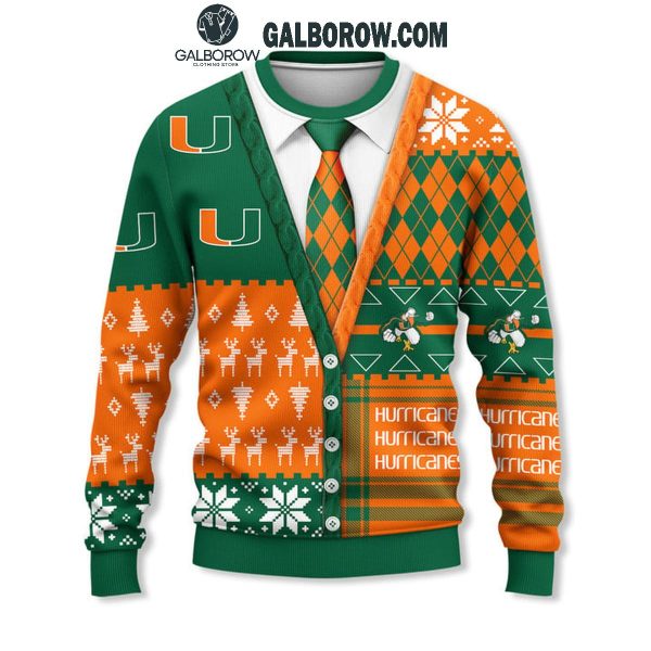 Miami Hurricanes Football Office Style 2024 Christmas Ugly Sweater