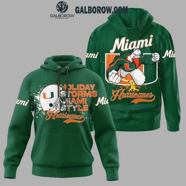 Miami Hurricanes Holiday Storms Miami Style Christmas Hoodie T-Shirt